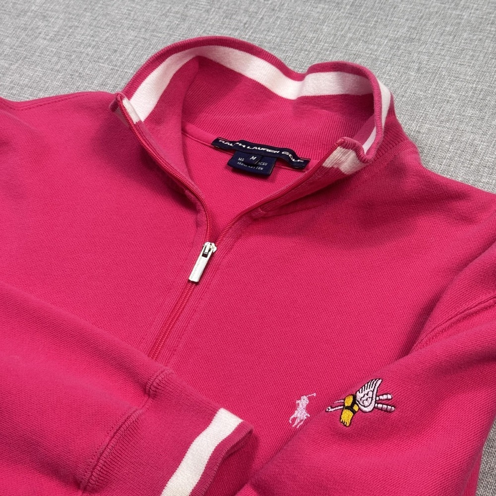 Ralph Lauren Golf Winged Foot 1/4 Zip Sweatshirt Womens Medium Pink Long Sleeve